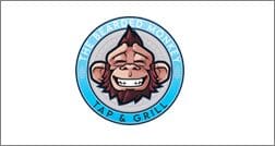 A logo for the monkey bar and grill.