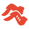 A pair of red shoes on a green background.